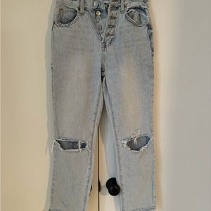 Charlie light wash distressed high rise straight jeans